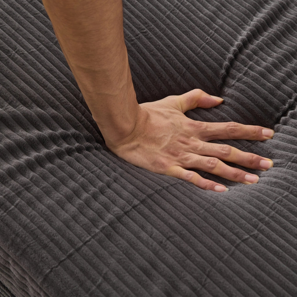 Chaiselongue grigio con portagiochi e 3 cuscini, divano lounge per soggiorno e camera da letto