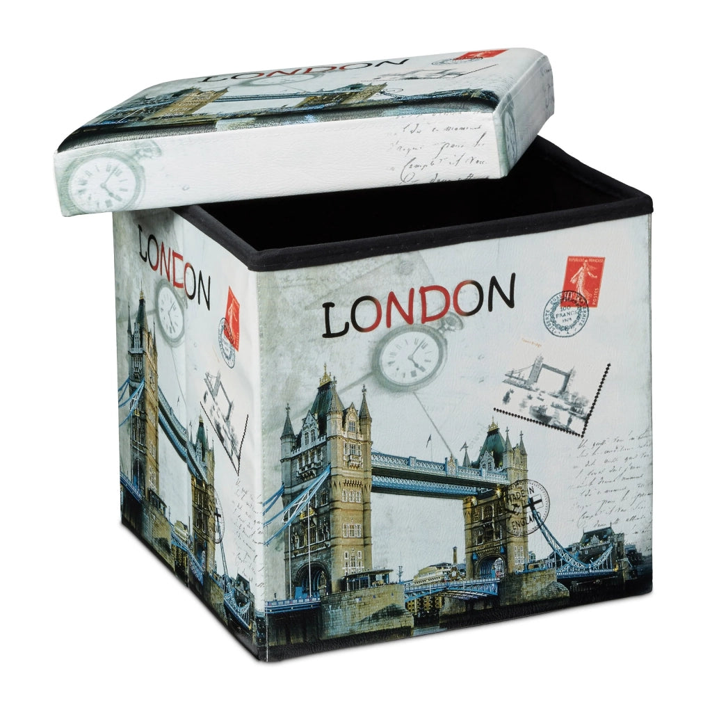 Sgabello pieghevole con vano portaoggetti panca pieghevole 38 x 38 cm London multicolore 2013068