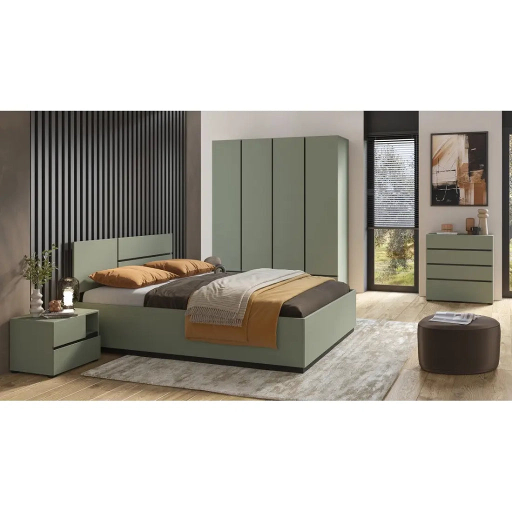 Cassettiera HAVANA – 4 cassetti – Colore verde salvia e nero – Stile moderno e contenitore compatto