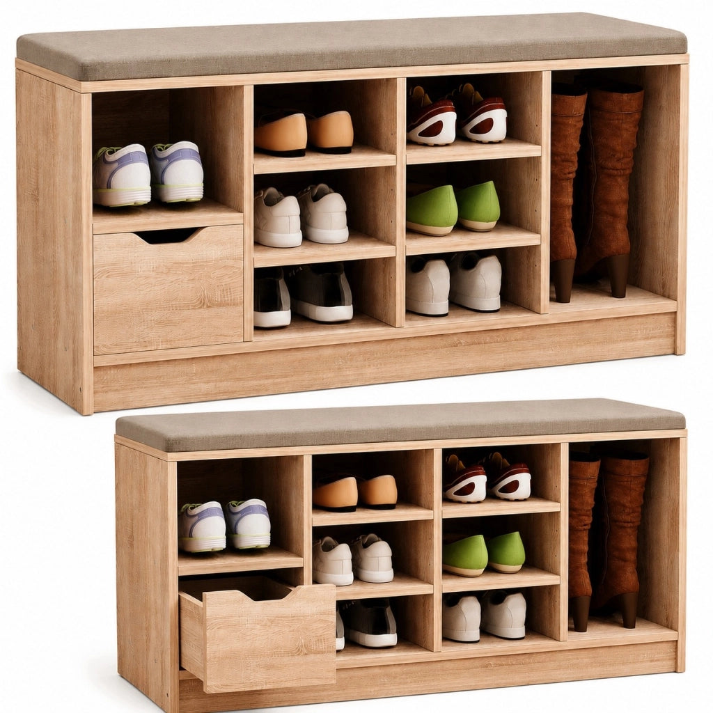 Scapino con panca in stile loft, rovere Sonoma, per ingresso, con cassetto 100 cm