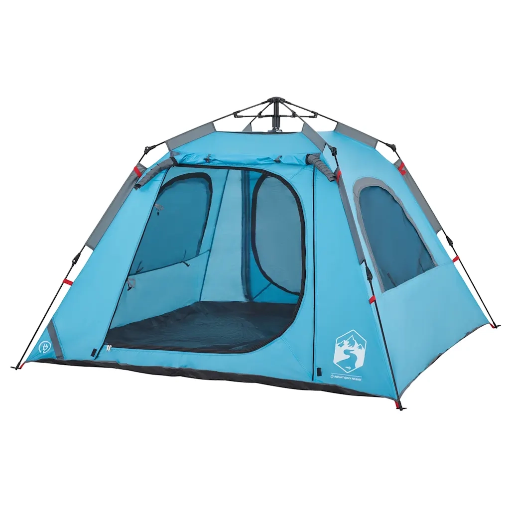 Tenda a Cupola da Campeggio 4 Persone-Tenda per Escursionismo Blu a Rilascio Rapido 666430