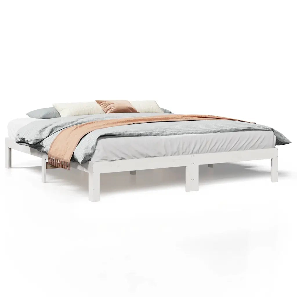 Giroletto senza Materasso-Struttura Letto Bianco 160x200 cm Legno Massello Pino 340010