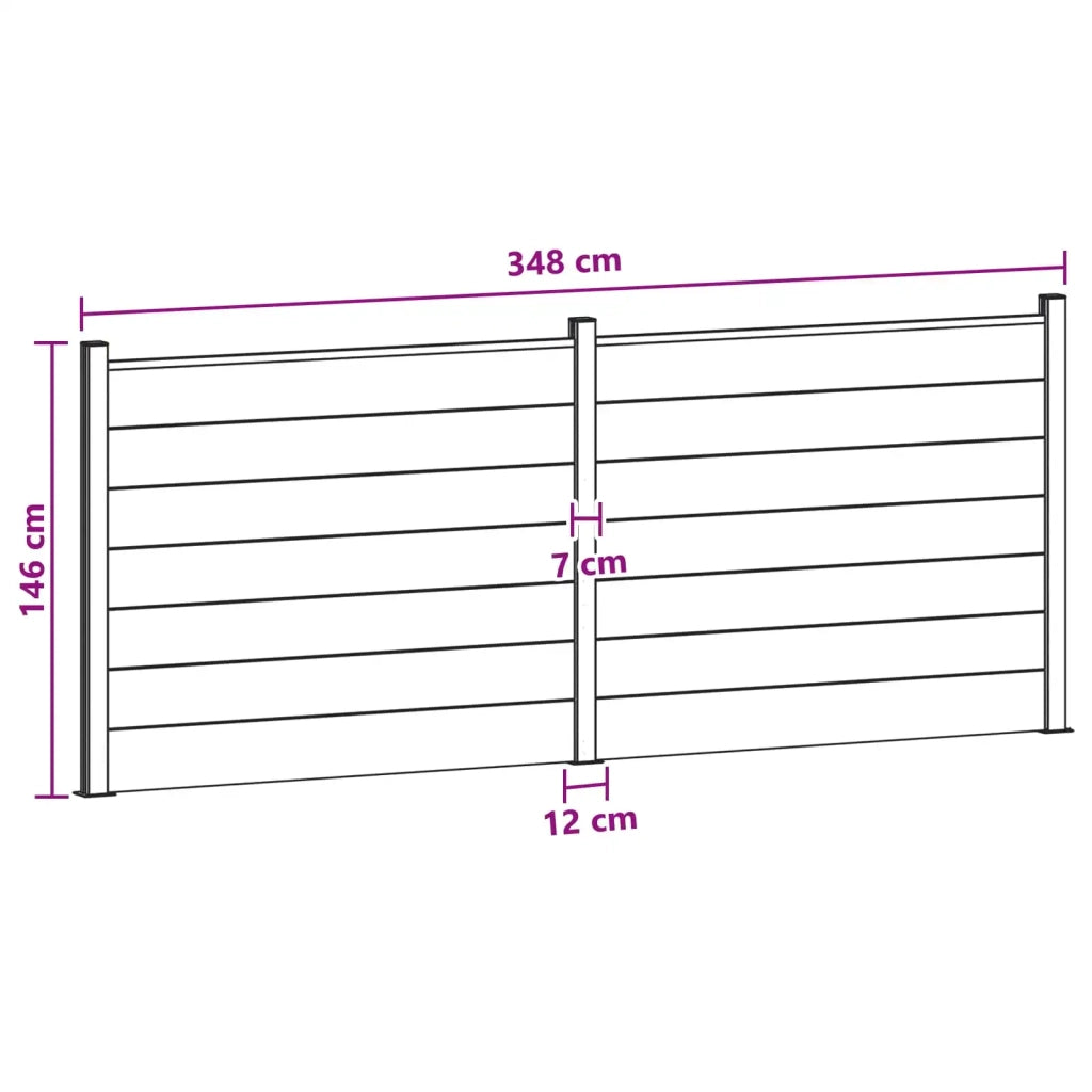 Pannello di Recinzione 2 pcs WPC e Alluminio Grigio 3429466