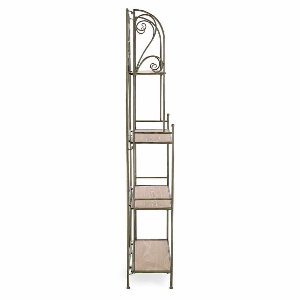 Scaffale in Metallo Bianco con 4 Piani in MDF Stile Romantico - GUSE