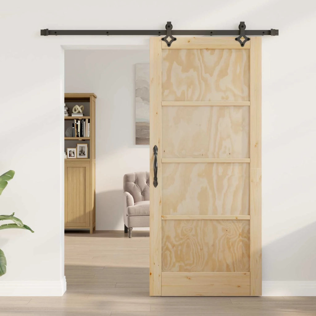 Porta scorrevole Naturale e Nero 86 x 198,5 cm