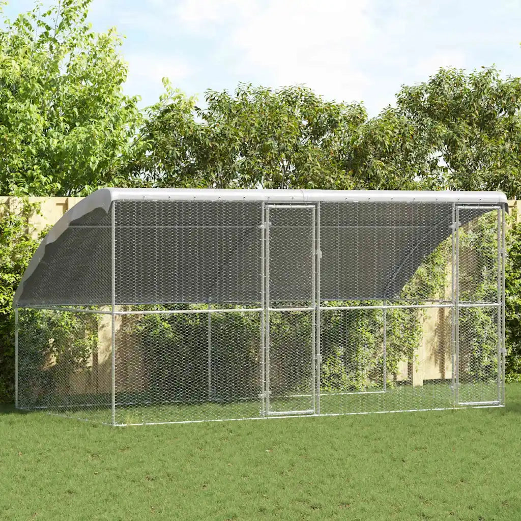 Gabbia per polli 2 pcs Argento 400 x 200 x 198,5 cm