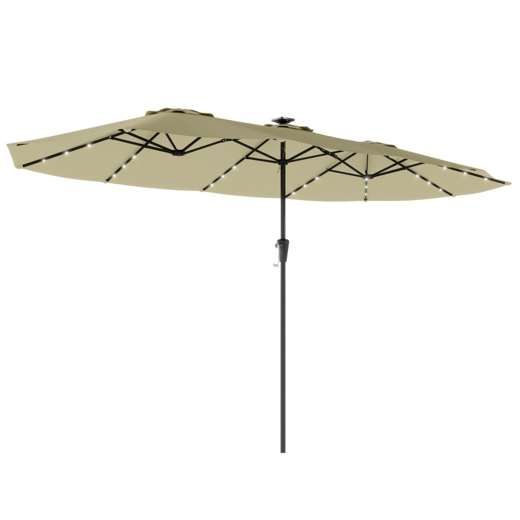Ombrellone da Giardino Doppio LED Solare Rettangolare ¨C zephmum ¨C 395x215cm Beige