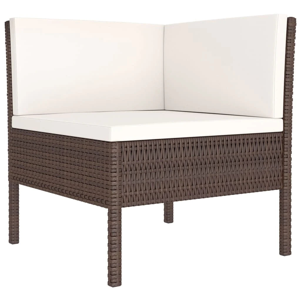 Set di mobili da giardino mobili da esterno 5 pezzi con cuscini resina intrecciata marrone 02_0016463