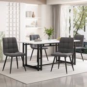 Tavolo da pranzo per 4 persone con 4 sedie, piano in MDF e gambe in metallo, per sala da pranzo e soggiorno, grigio