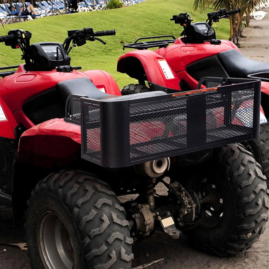 Cestino Portapacchi ATV/UTV, Portapacchi Universale con Design a Rete e Struttura in Metallo, Portapacchi Quad Posteriore per ATV, 104 x 67 x 31,5 cm