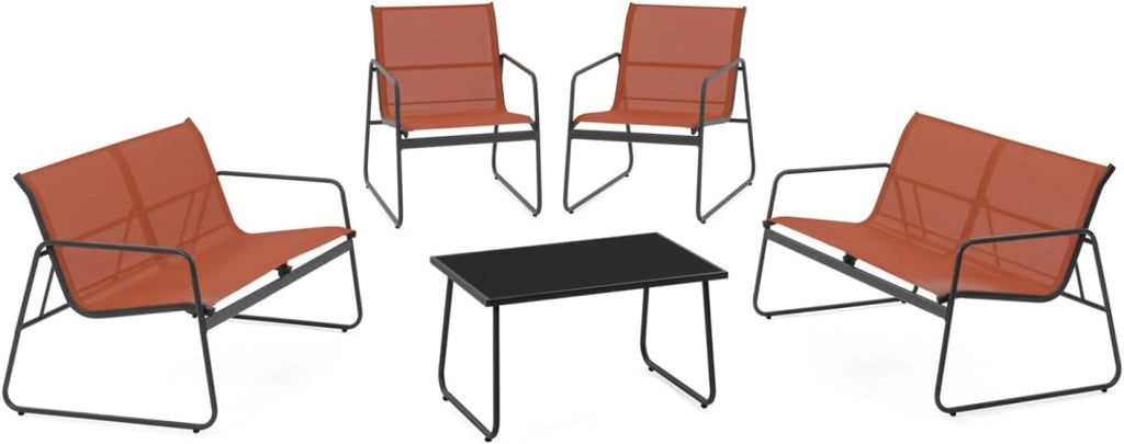 Set di mobili da Giardino Bassi Malaga a 6 posti con 2 divani, poltrone e Tavolo in Terracotta