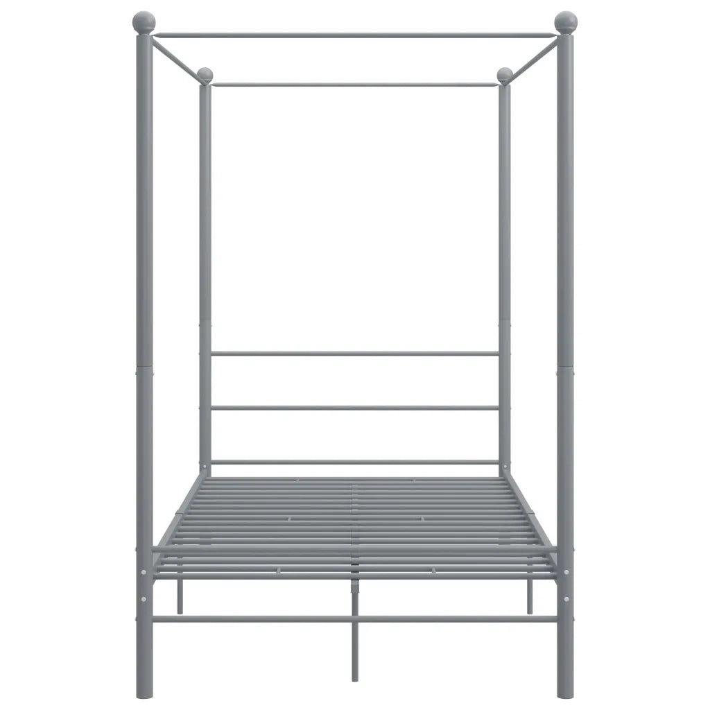 Letto a Baldacchino Grigio in Metallo 140x200 cm 325062