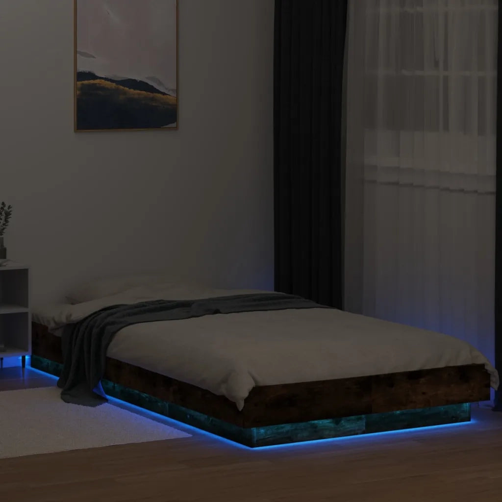 Giroletto Luci LED Rovere Fumo 90x190 cm in Legno Multistrato
