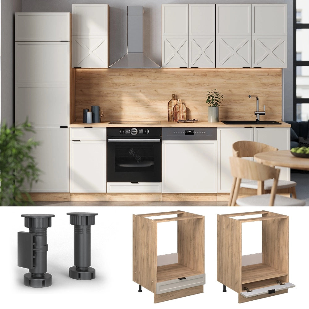 Mobile per forno da incasso Fame-Line GrigioBeige/Rovere dorato 60 cm, PL Rovere Vicco