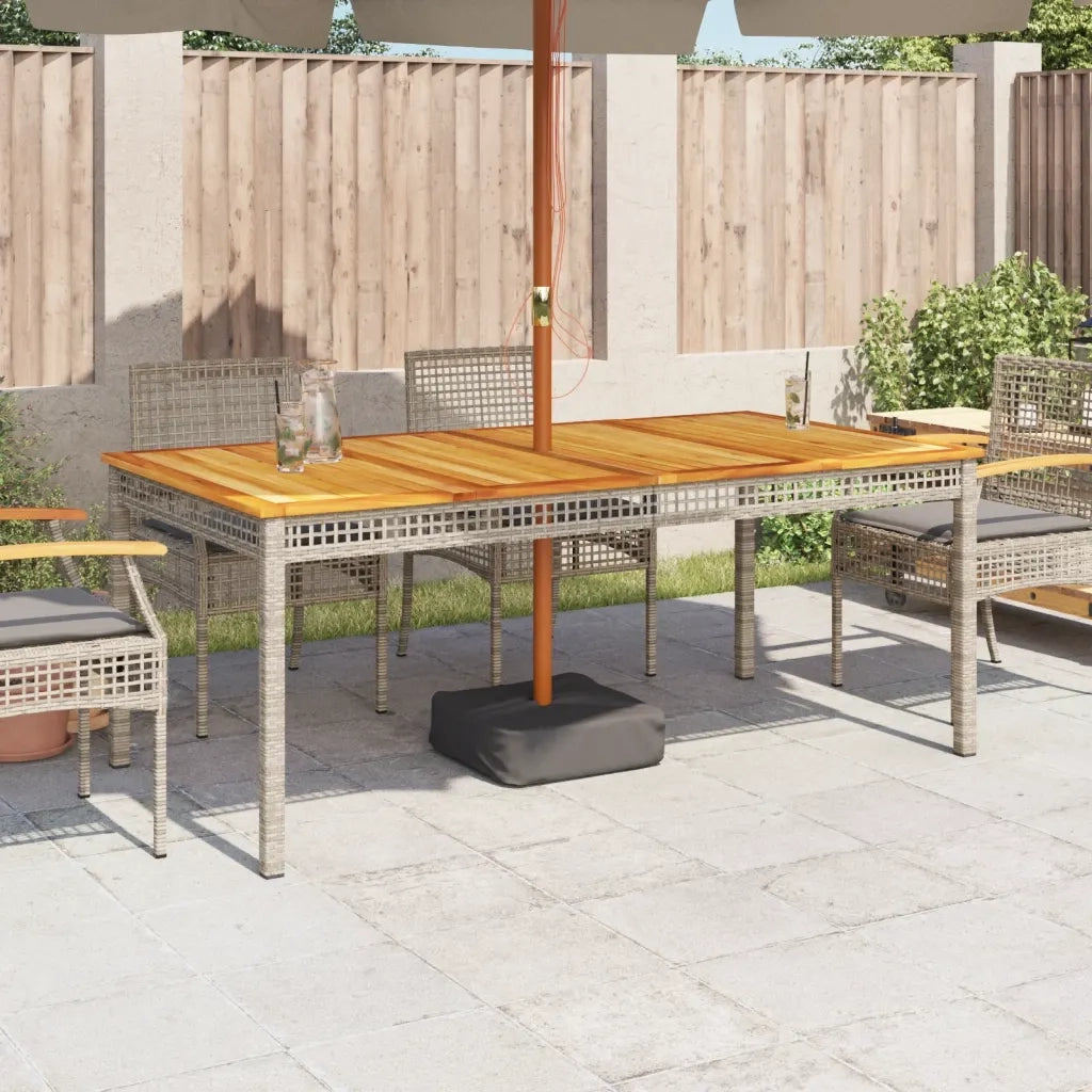 Tavolo da Giardino Grigio 180x90x75cm Polyrattan e Legno Acacia 366280