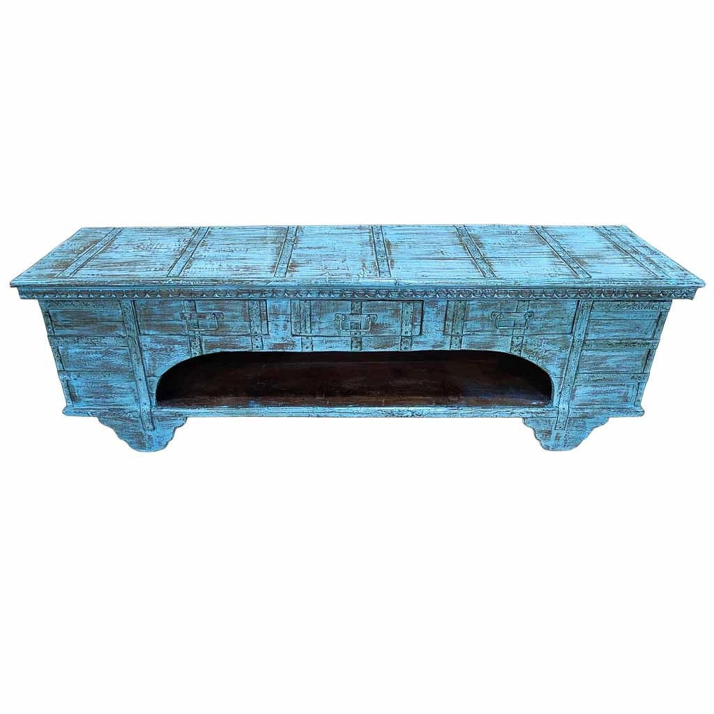 Mobile basso artigianale in legno 165-175x45x57h cm