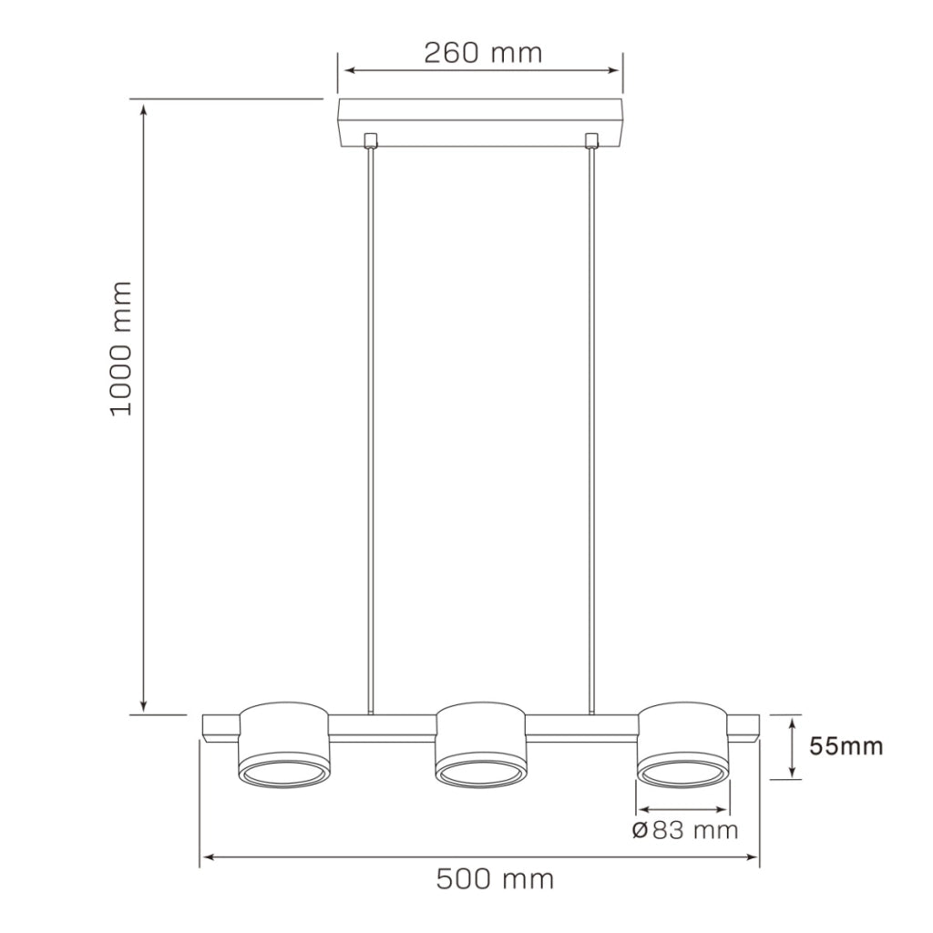 Sospensione Polux Mirella 3 spot neri GX53 LED 6W 4000K