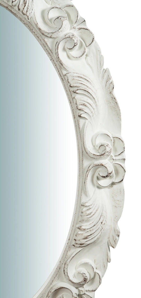 Biscottini Specchiera da parete verticale/orizzontale in legno finitura bianco anticato L66xPR4,5xH88 cm Made in Italy