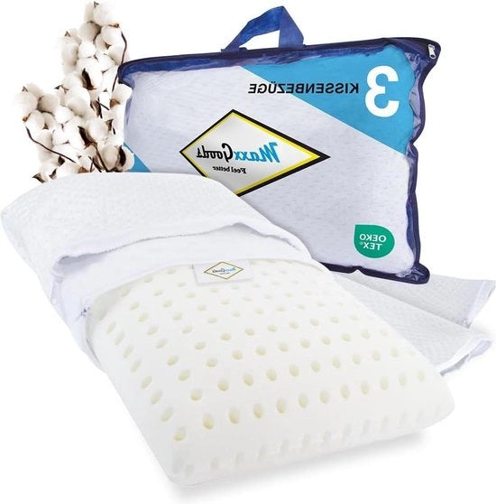 Cuscino per viaggi con schiuma viscoelastica a fori per una notte rilassante e viaggi - compreso rivestimento in cotone - rivestimento argentato - cuscino per viaggi per supporto alla nuca