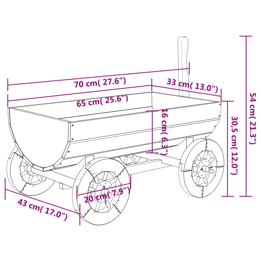 Carro Decorativo 70x43x54 cm in Legno Massello di Abete 364227