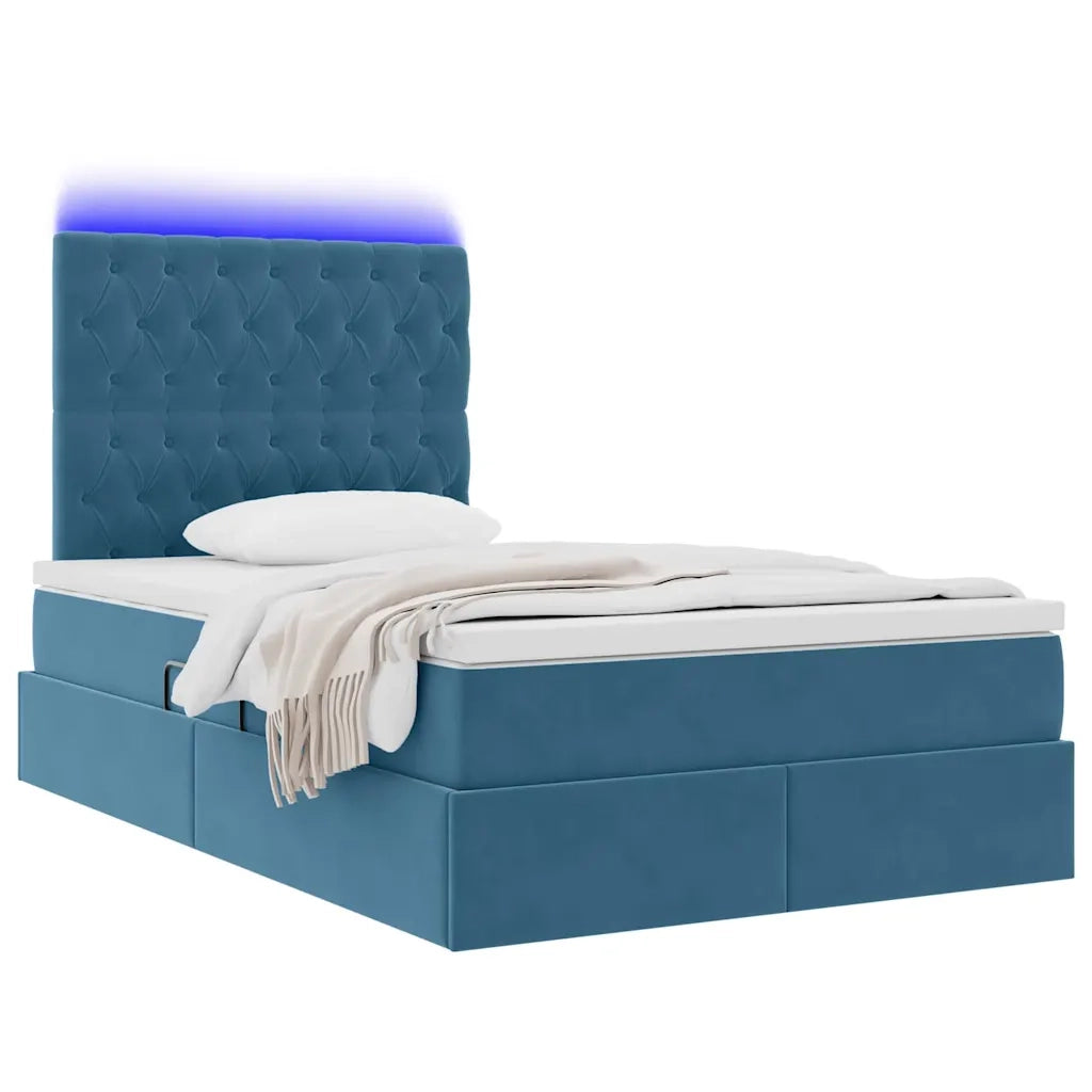 Letto con contenitore LED e materasso Blu Scuro 120 x 200 cm