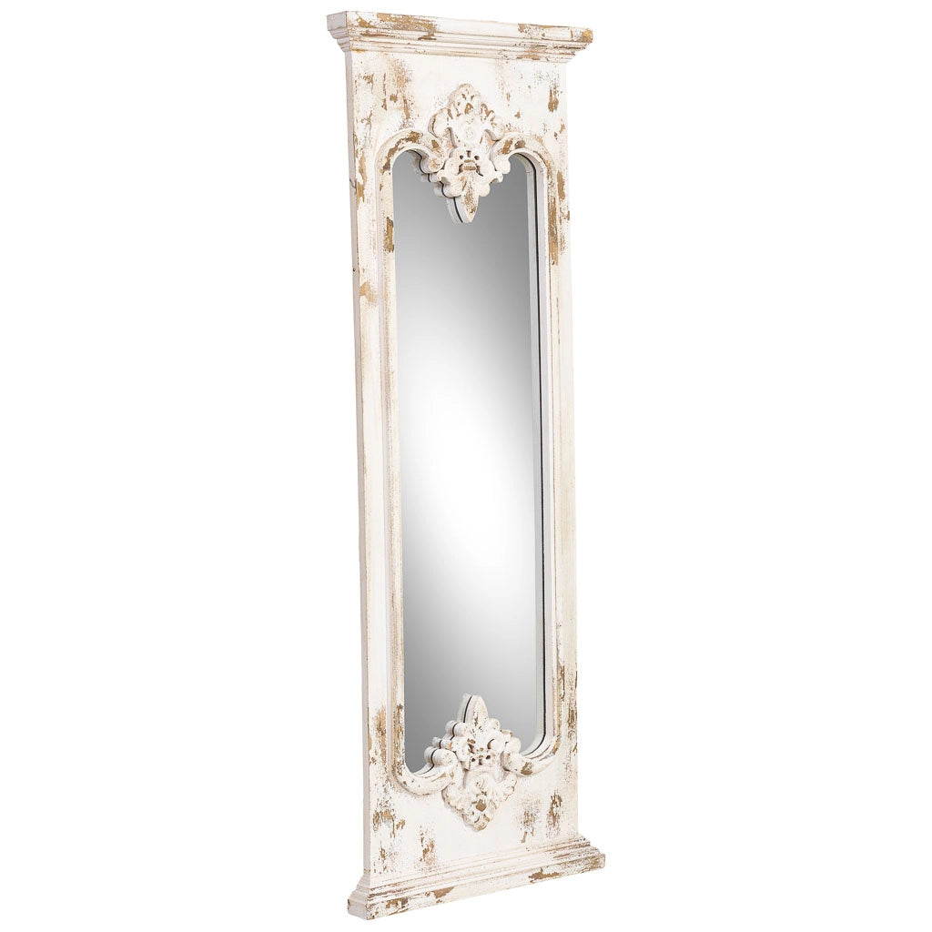 Specchio da parete bianco invecchiato 55x5,5x149h cm