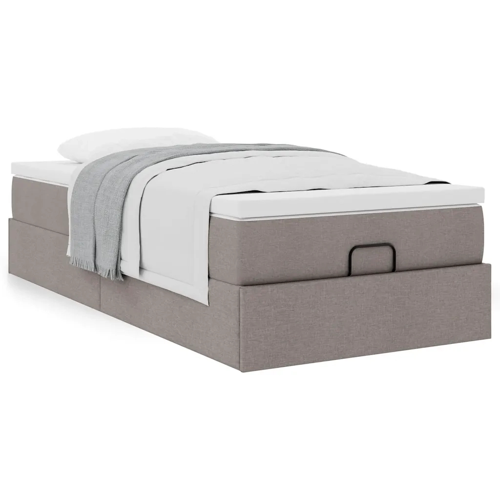 Struttura Letto Pouf con Materasso Tortora 100x200cm in Tessuto 3311089