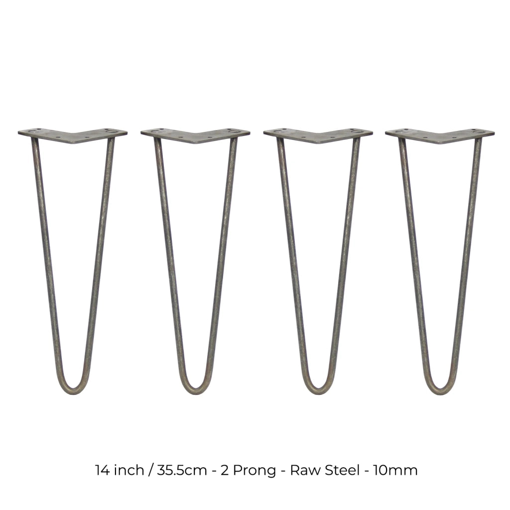 4 Gambe per Tavolo a Forcina SkiSki Legs 35,5cm Acciaio Naturale 2 Rebbi 10mm