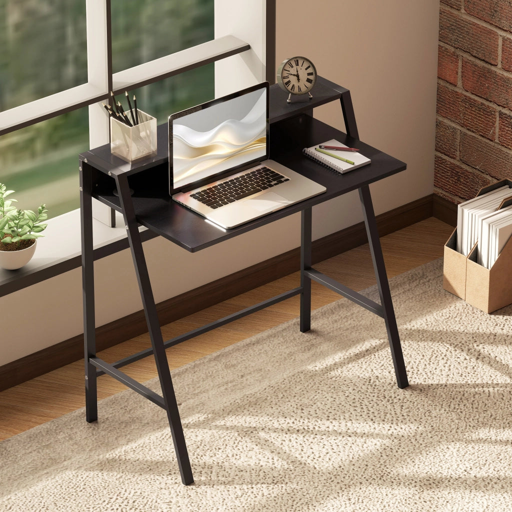 Scrivania con ripiano e gestione cavi ¨C Xylo ¨C nero metallo 84x45x85 cm