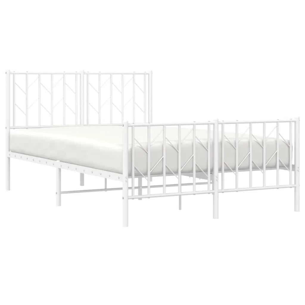 Giroletto con Testiera e Pediera-Struttura Letto Metallo Bianco 120x200 cm 589587