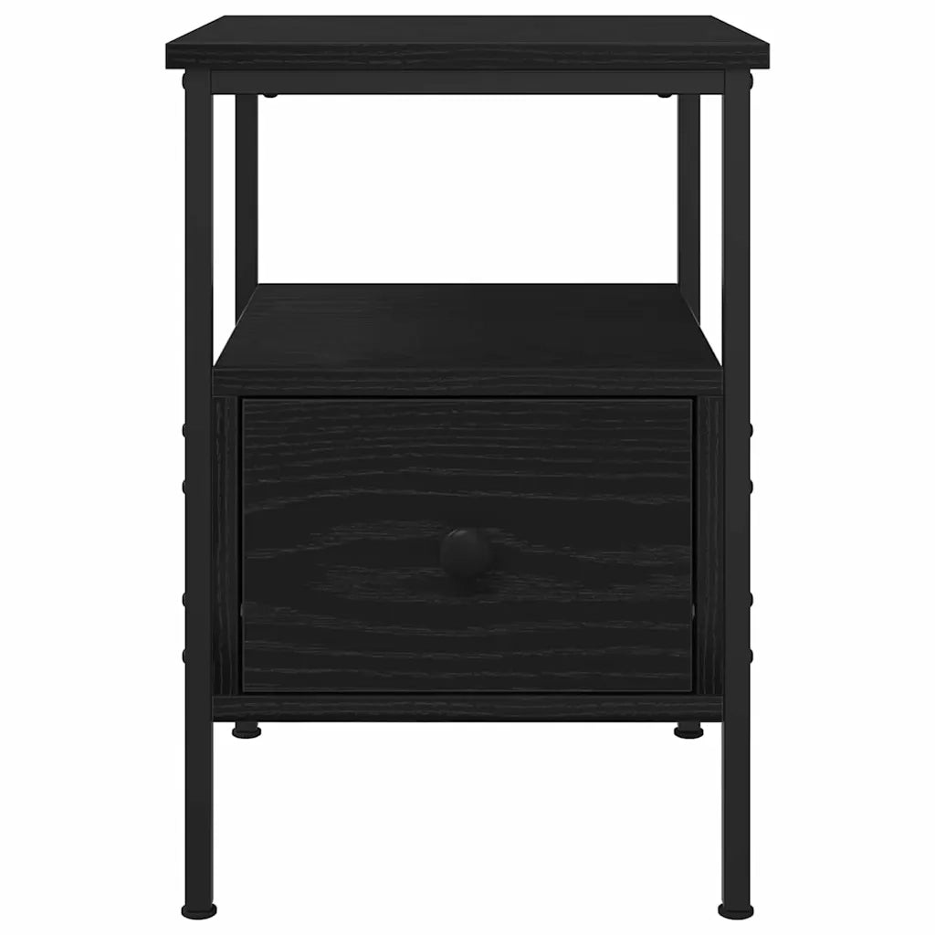 Comodino | Armadio da Notte | Mobiletto da notte Rovere Nero 34 x 36 x 50 cm Legno multistrato