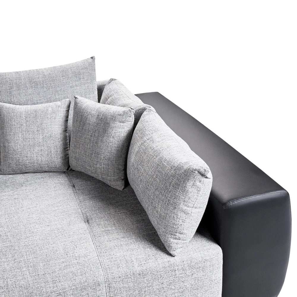 Divano con 8 cuscini Rivestimento in tessuto grigio e nero Cuscino a 4 posti con schienale