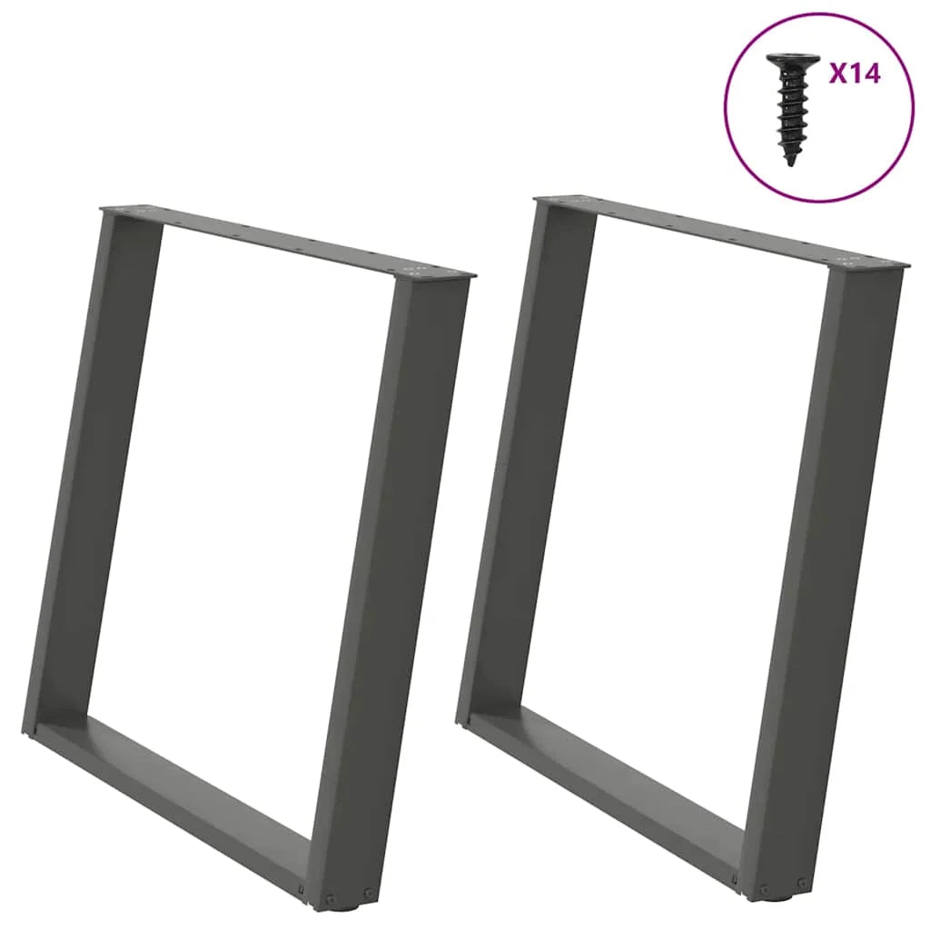 Set di 2 gambe per tavolo da pranzo angolate a forma di U 100 x 72-73 cm design moderno con piedini livellatori acciaio antracite 02_0057086