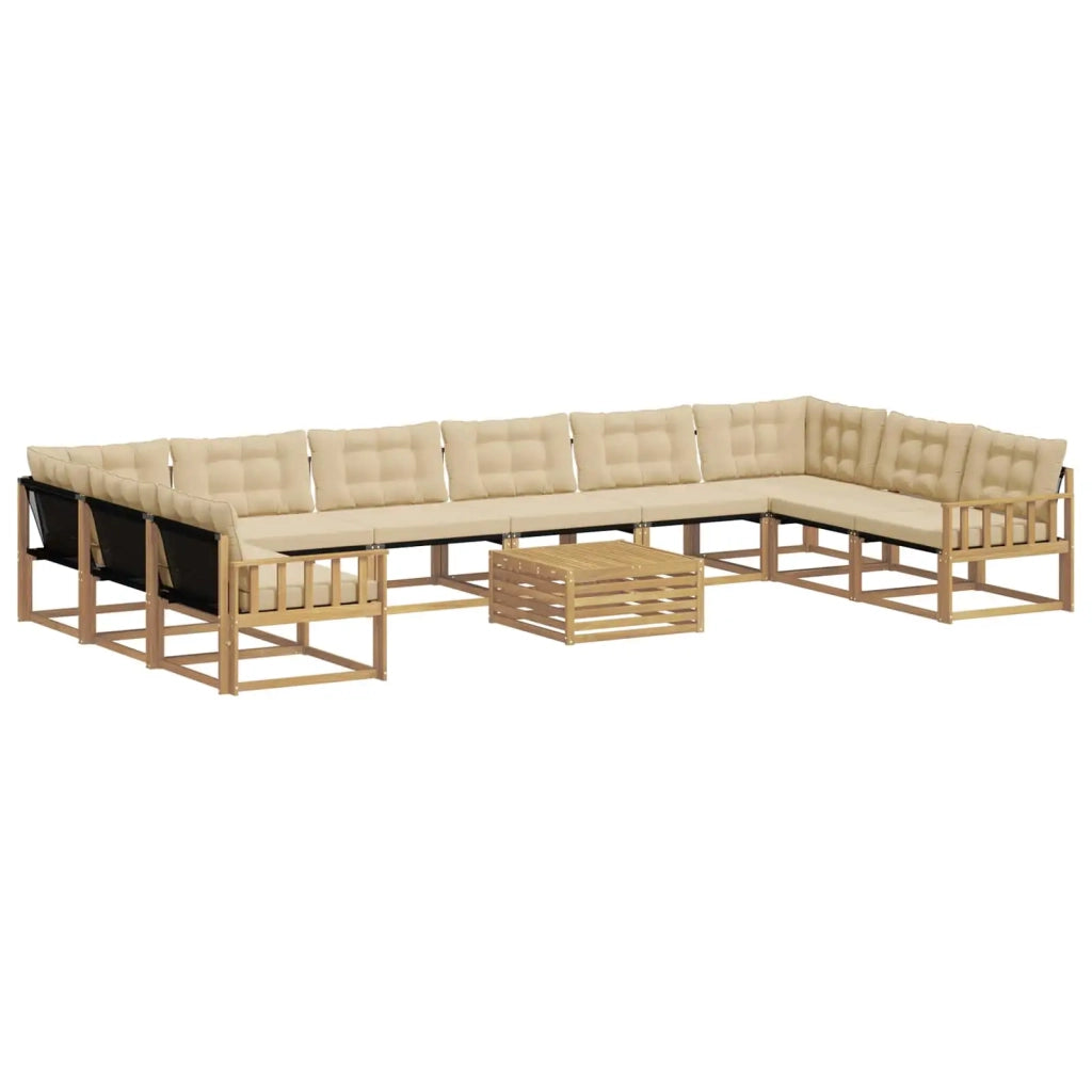 Set di divani da esterno 11 pz Bianco e Beige 3389139