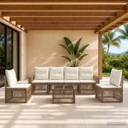 Set Divano da Giardino 7 pcs Beige e Bianco Crema polyrattan 3435090