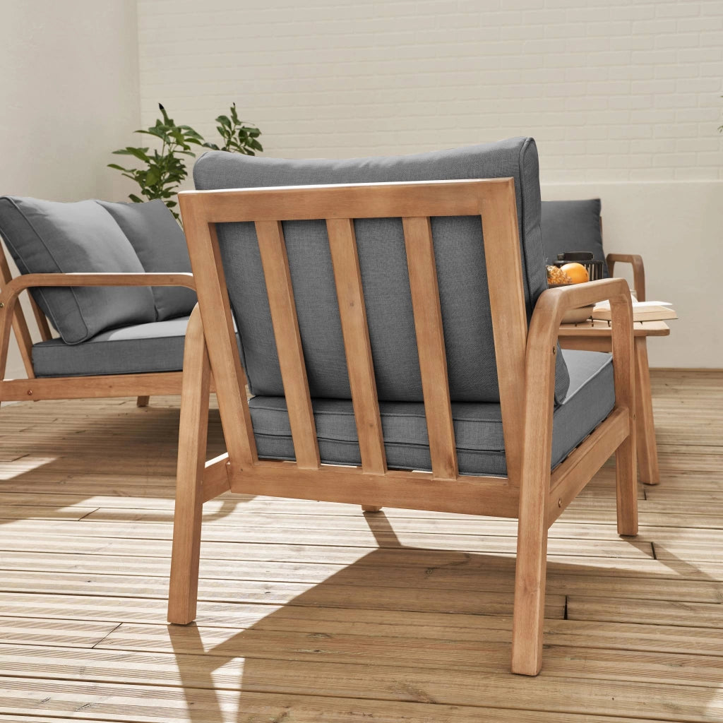 Salotto da giardino in legno di acacia, 4 posti, grigio