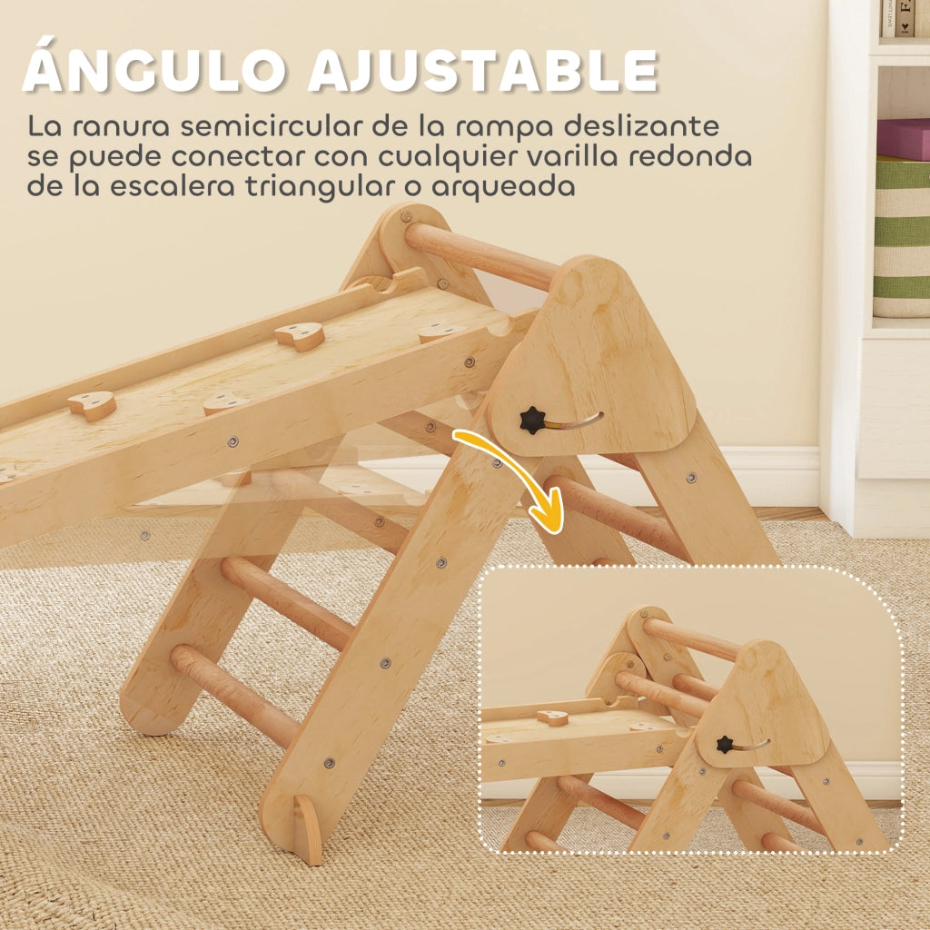 Triangolo di Arrampicata Montessori in Legno Pieghevole per Bambini ¨C Zephmum ¨C 188x70 cm Naturale