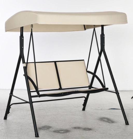Dondolo 2 Posti da Giardino con Tettuccio ¨C zephmum ¨C Beige 140x118x162 cm