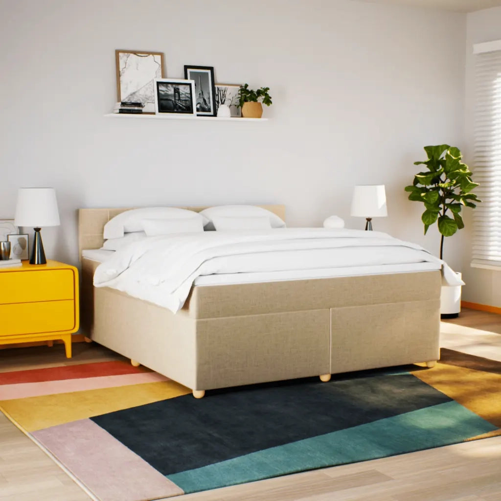 Giroletto a Molle con Materasso Crema 180x200 cm in Tessuto 3289064