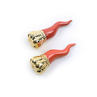 CORNETTO REGALE PORTAFORTUNA ROSSO IN PORCELLANA DIAM. 5X13.5H CM DI MERCURY