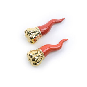 CORNETTO REGALE PORTAFORTUNA ROSSO IN PORCELLANA DIAM. 5X13.5H CM DI MERCURY