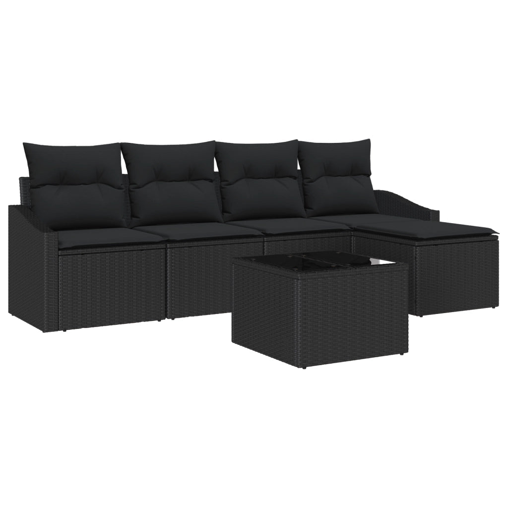 Set di divani da giardino 6 pezzi con cuscini Beige in Polyrattan