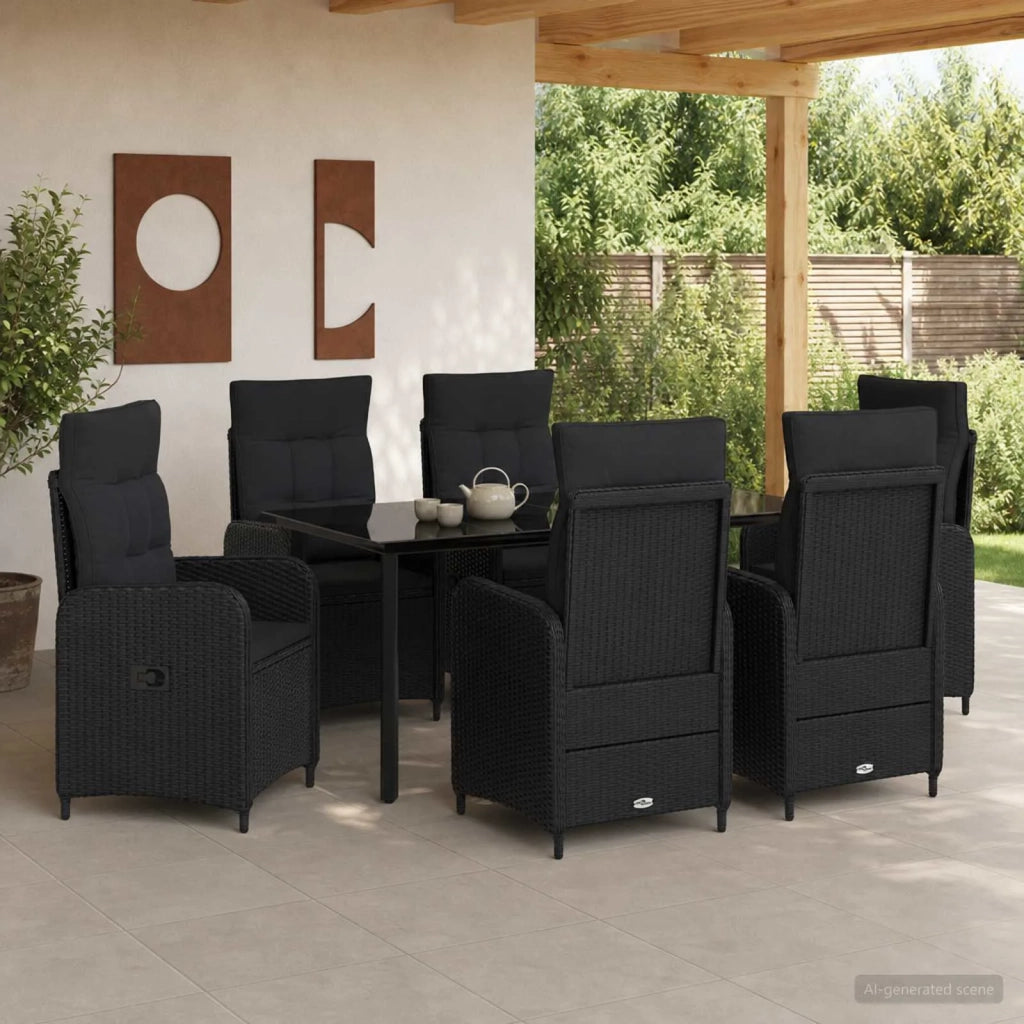 Set da Pranzo per Giardino 7 pz Nero 3422485