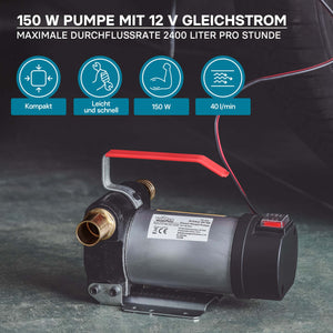 WilTec Pompa autoadescante per diesel gasolio 12 V 150 W 40 l/min Pompa di trasferimento