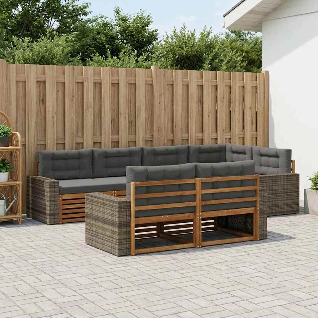Set di divani da esterno 7 pz Naturale e Antracite 3383490
