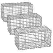 Set di 3 gabbioni per pietre gabbia metallica cestino per pietre maglia 5 x 10 cm zincato muro decorazione da giardino 100 x 50 x 30 cm grigio 12_0005959