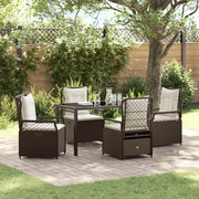 Set da pranzo da giardino 5 pezzi Marrone Polyrattan