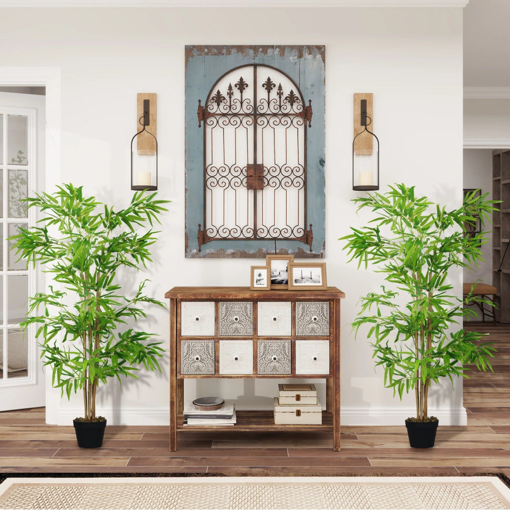 Piante di Bamb¨´ Artificiali Set 2 Pezzi ¨C Xylo ¨C Altezza 150cm Foglie Realistiche Vaso Incluso Nero Verde