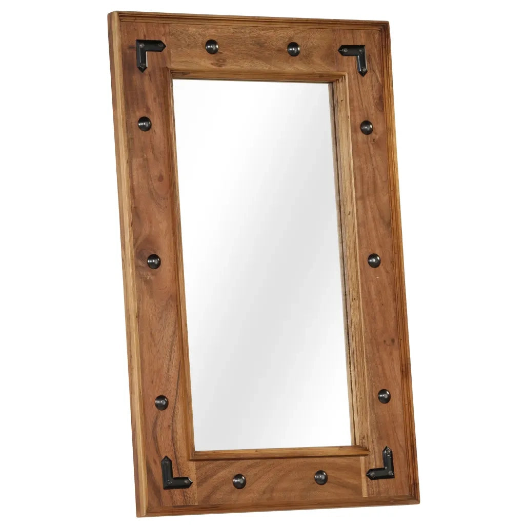 Specchio-Specchio Decorativo in Legno Massello di Acacia 50x80 cm