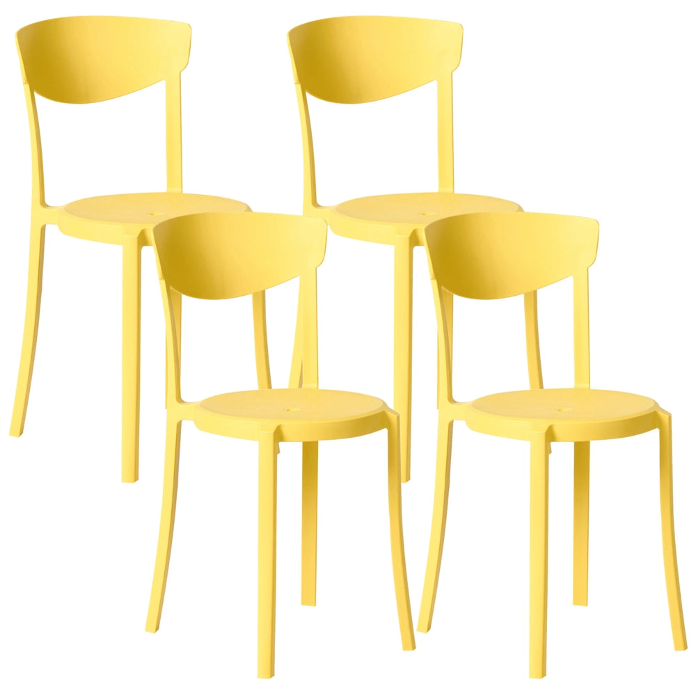 Set di 4 sedie da giardino in polipropilene giallo leggere resistenti alle intemperie in plastica per interni ed esterni moderne